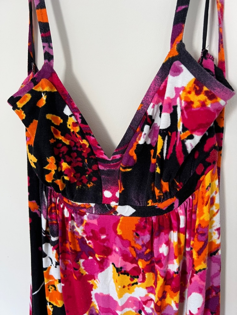 Express Bold Pink Floral Maxi Slip Dress Medium String Tie Colorful Girly - Picture 2 of 12